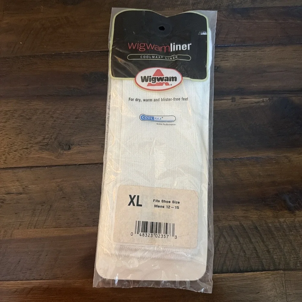 VTG Wigwam Liner Cool Max Liner Men's 12-15 XL White NOS New